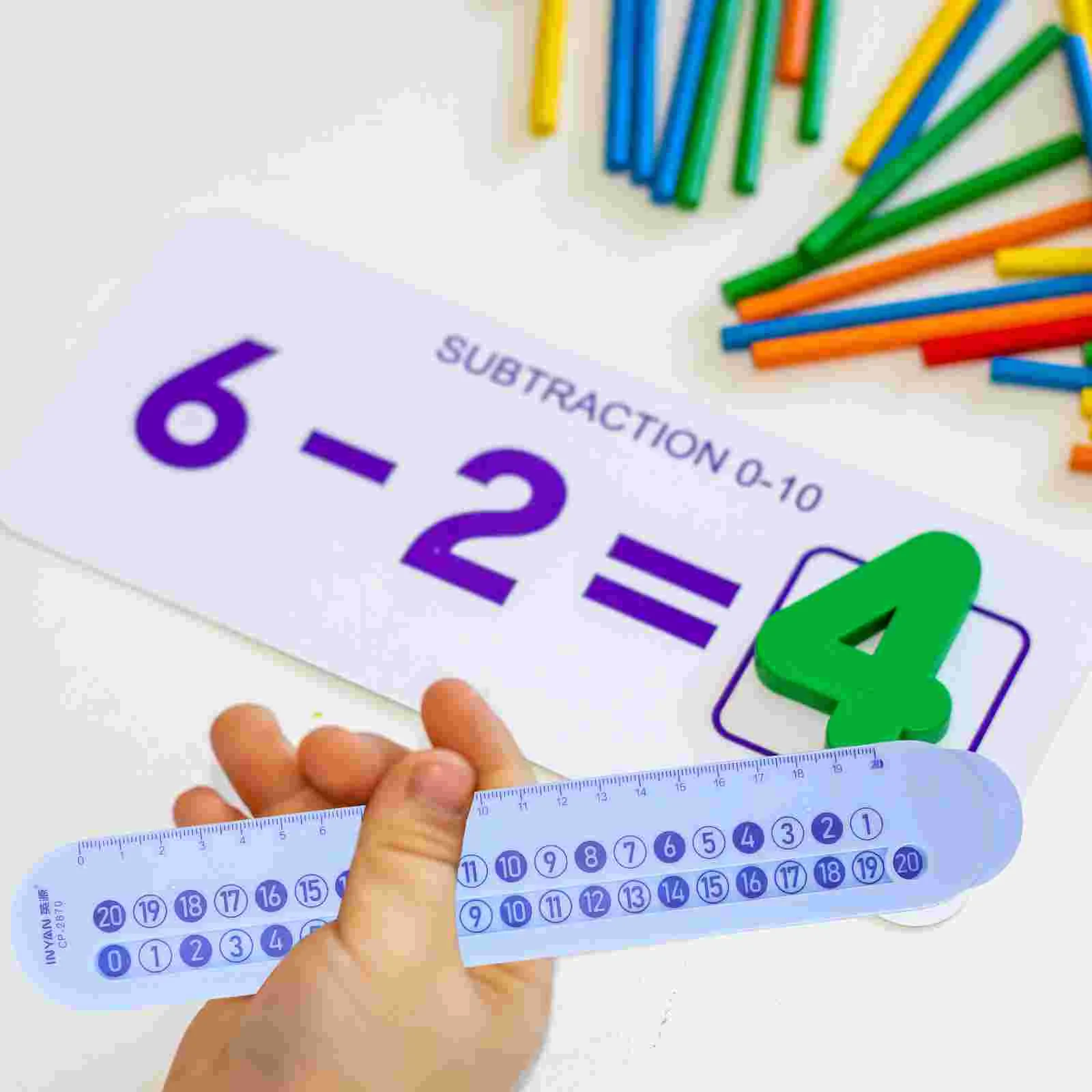 Escala matemática Aprende números Reglas Diapositiva para matemáticas Aritmética Subtração Addición Centimetro Niño