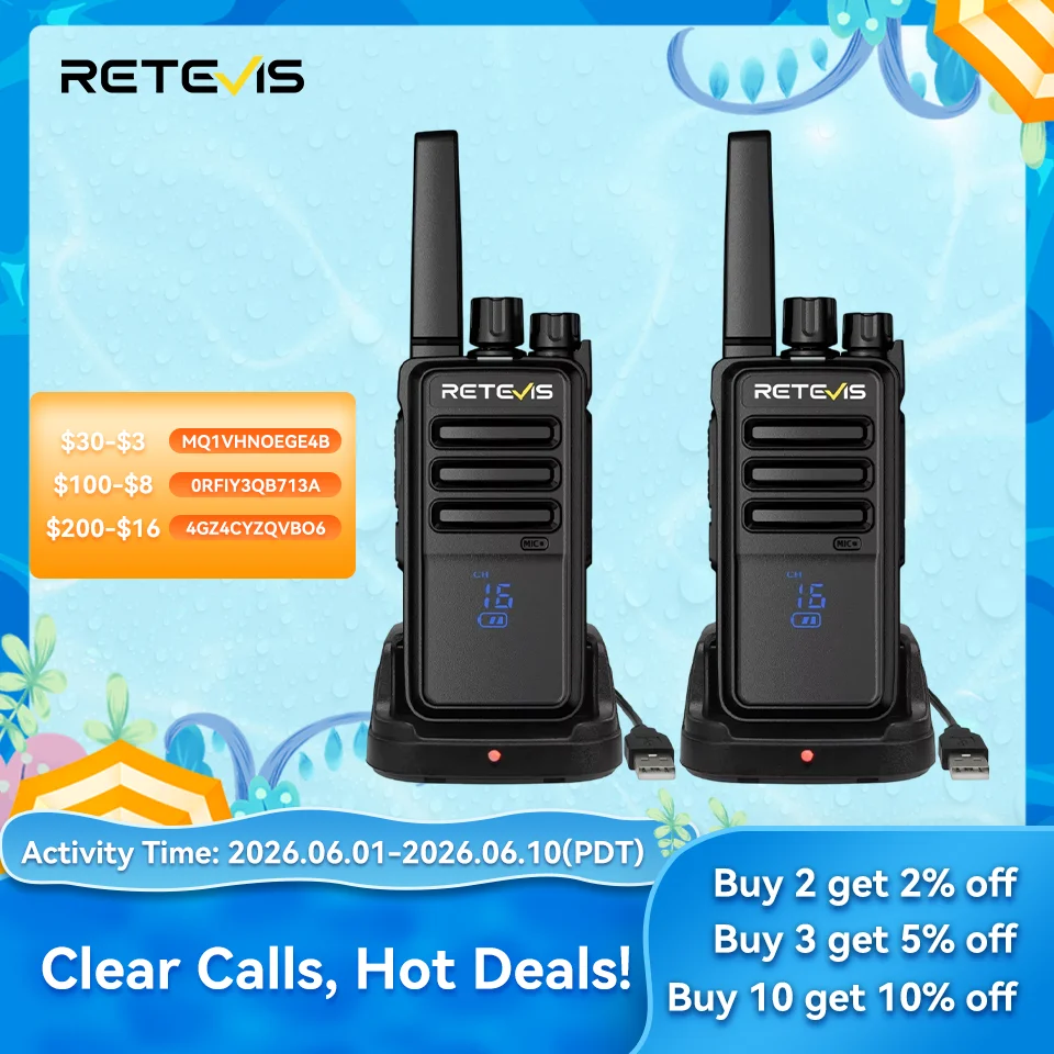 Retevis RT68H RT668H Walkie Talkie License-free Walkie-talkie Long Range Hidden Screen Handy Type-C Radio Cominicator Business