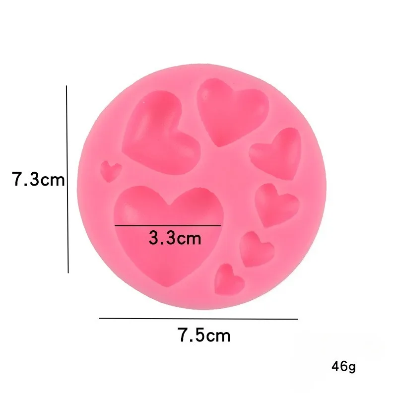 1pc Loving Heart Shape Silicone Fondant Mold DIY Colorful Sweet Heart Chocolate Candy Paste Cake Decorating Tool Mold