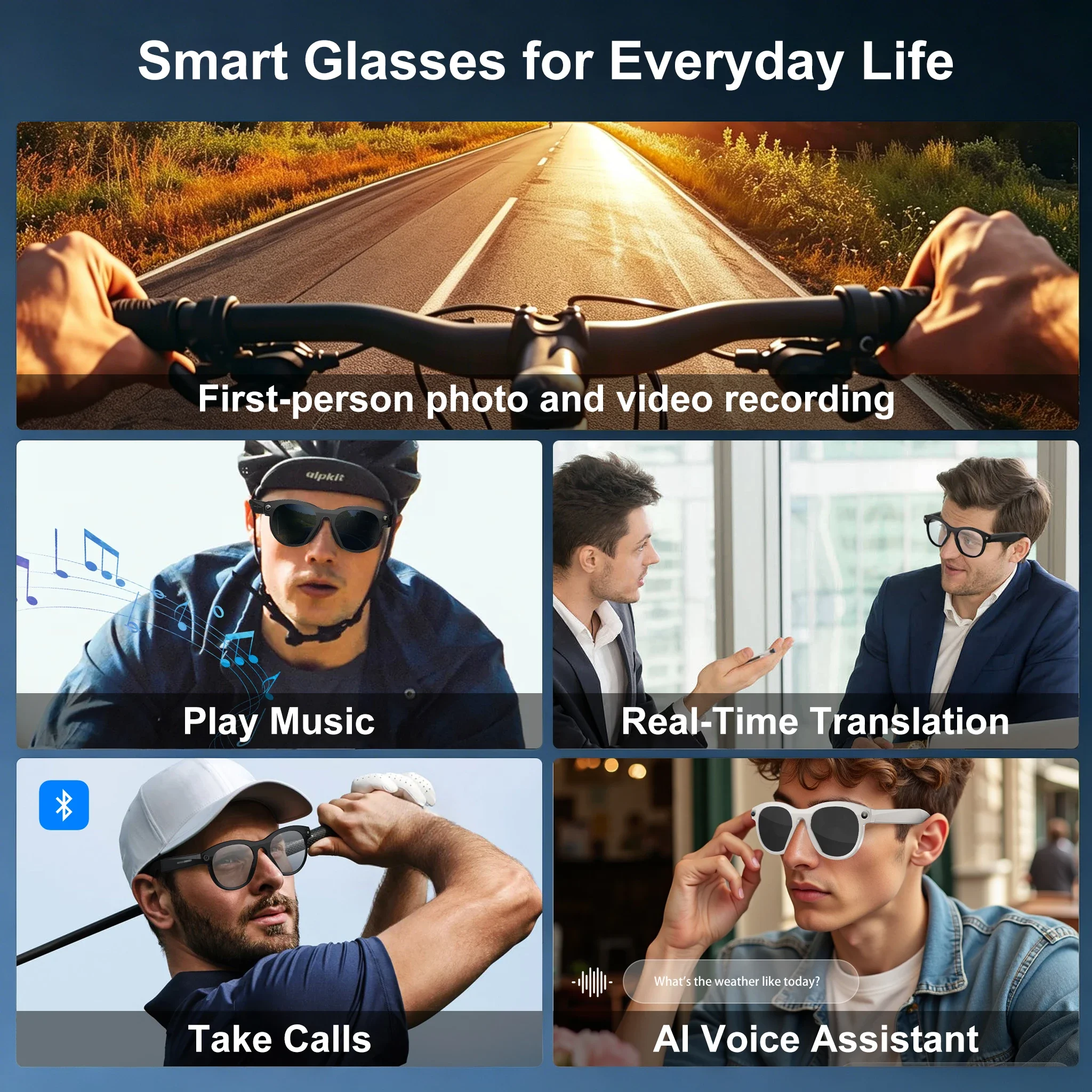 Lenovo ChatGPT4.0 8K HD Smart AI Glasses Color Changing 1200MP Translate Camera Bluetooth Call Voice Assistant Music Control
