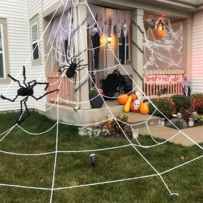 

Giant White Spider Web Spiderwebs Decorations for Outdoor Garden Yard Haunted Home Halloween Decor Props Y201006