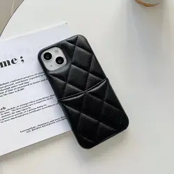 Luxury Leather Black White Solid Color Wallet Phone Case for iPhone 17 16 13 12 11 14 Pro Max 17 Air 15 Plus Card Bag Hard Cover