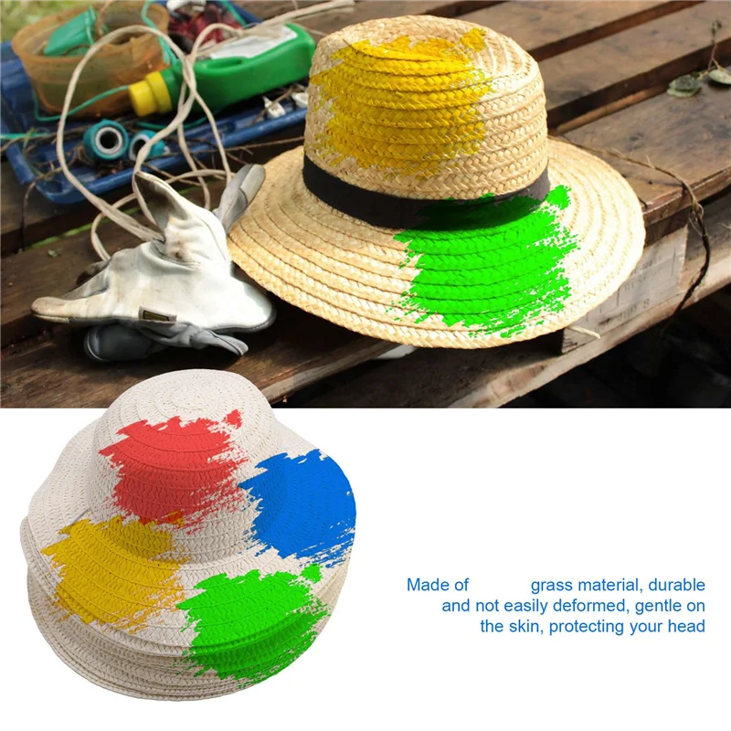 ABDJ-60 قطعة لتقوم بها بنفسك القش طقم قبعات الشاطئ الصيف العمل المزارع القبعات للرجال النساء الاطفال كاوبوي حفلة عيد ميلاد الديكور