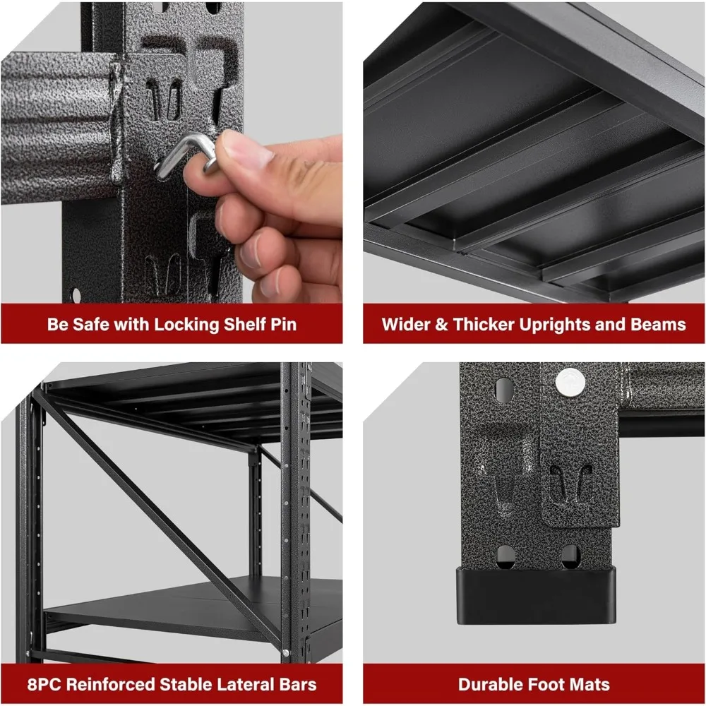 Heavy Duty 5000 lbs Capacity Garage Shelving Units - 60 Inch Wide and Deep Metal Storage Racks, Large Steel Shelves for Industri