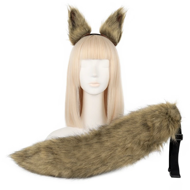 

Fox Ears Headband Cos Plush Fox Tail Set Live Comic Show Squirrel Tail Dress Up Props