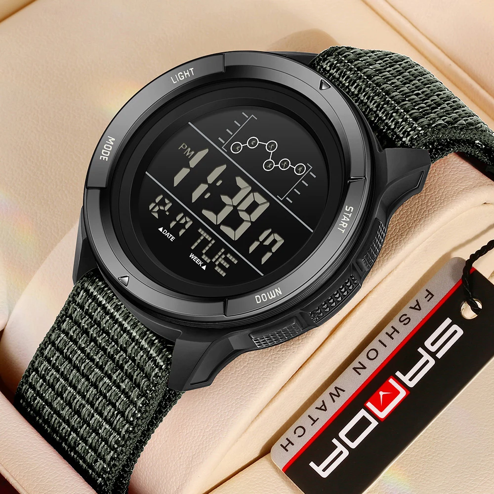 SANDA 2198 Fashion Men Outdoor Shockproof Watches Men Wristwatch Waterproof Nylon Strap Military Digital Reloj Sport Watch