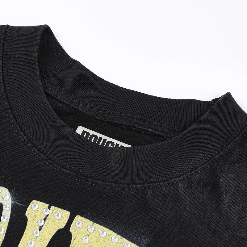 2026 New Rough Play Long Sleeve American Skull Printed T-shirt High Quality Hip Hop Loose Men's Rough Play Top