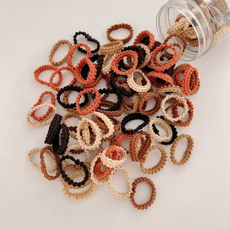 

50/100pcs Milk Tea Color children's Hair Rubber Band Does Not Damage The hair, High Elastic Hair Ring Headband Small Rubber Band