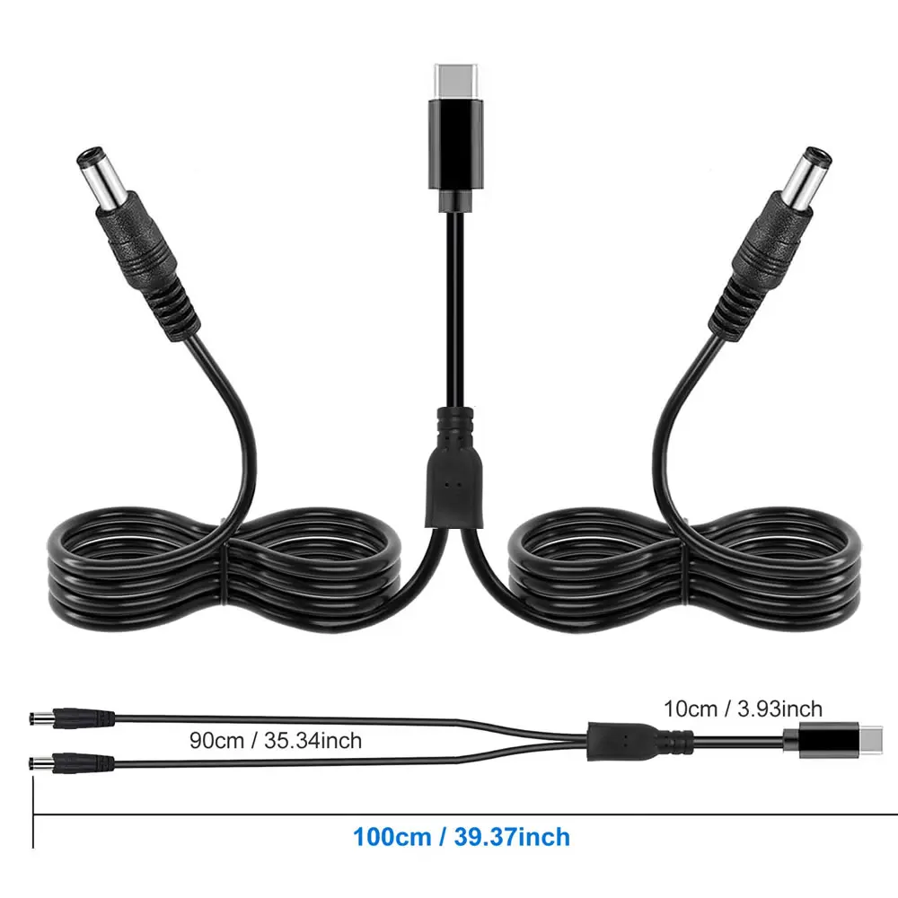 Neue 2 Dual DC zu Typ C USB C PD 12 V 3A 5,5x2,1mm 2,5 Netzteil Kabel für Wireless Router LED Streifen Lautsprecher CCTV Kamera – Detail 3