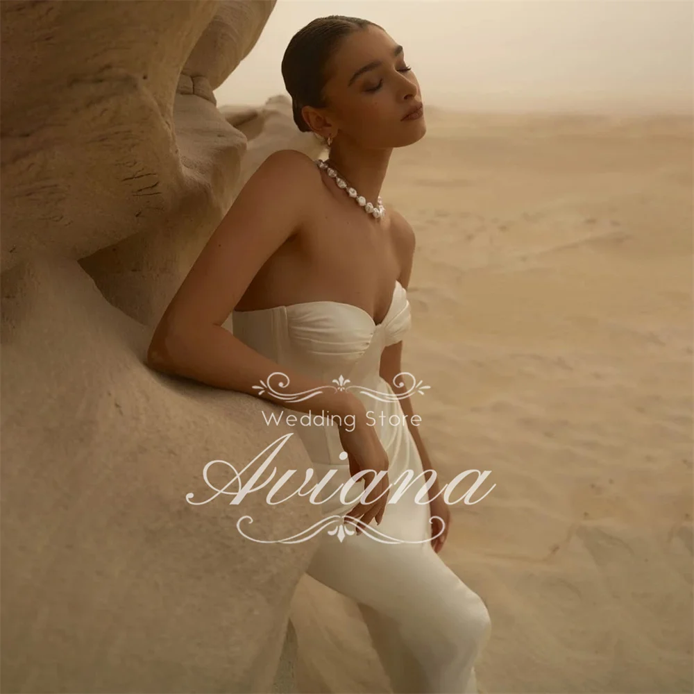 Aviana Customized Bridal Gown Sweetheart Neckline Mermaid Silhouette Satin Fabric Elegant Ankle-Length Classic Design Simple