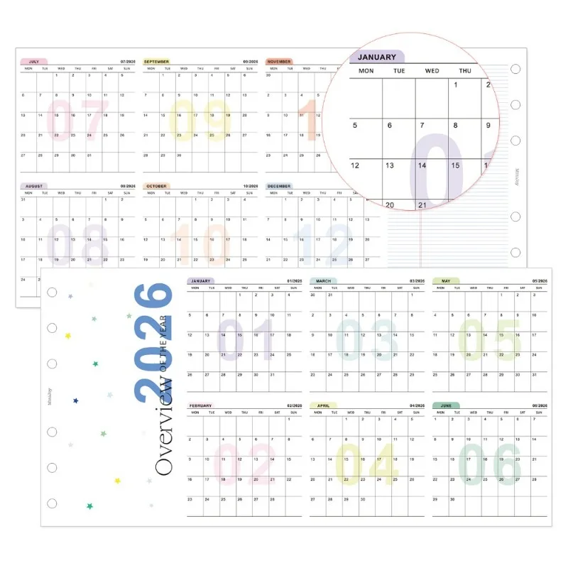 Fromthenon A6 A7 M5 2026 Kalender 4-fach gefaltete Seiten Jahresplaner Nachfüllseiten Faltbarer Kalender-Einsatz für Tagesgewohnheits-Tracker und Terminplaner – Detail 6