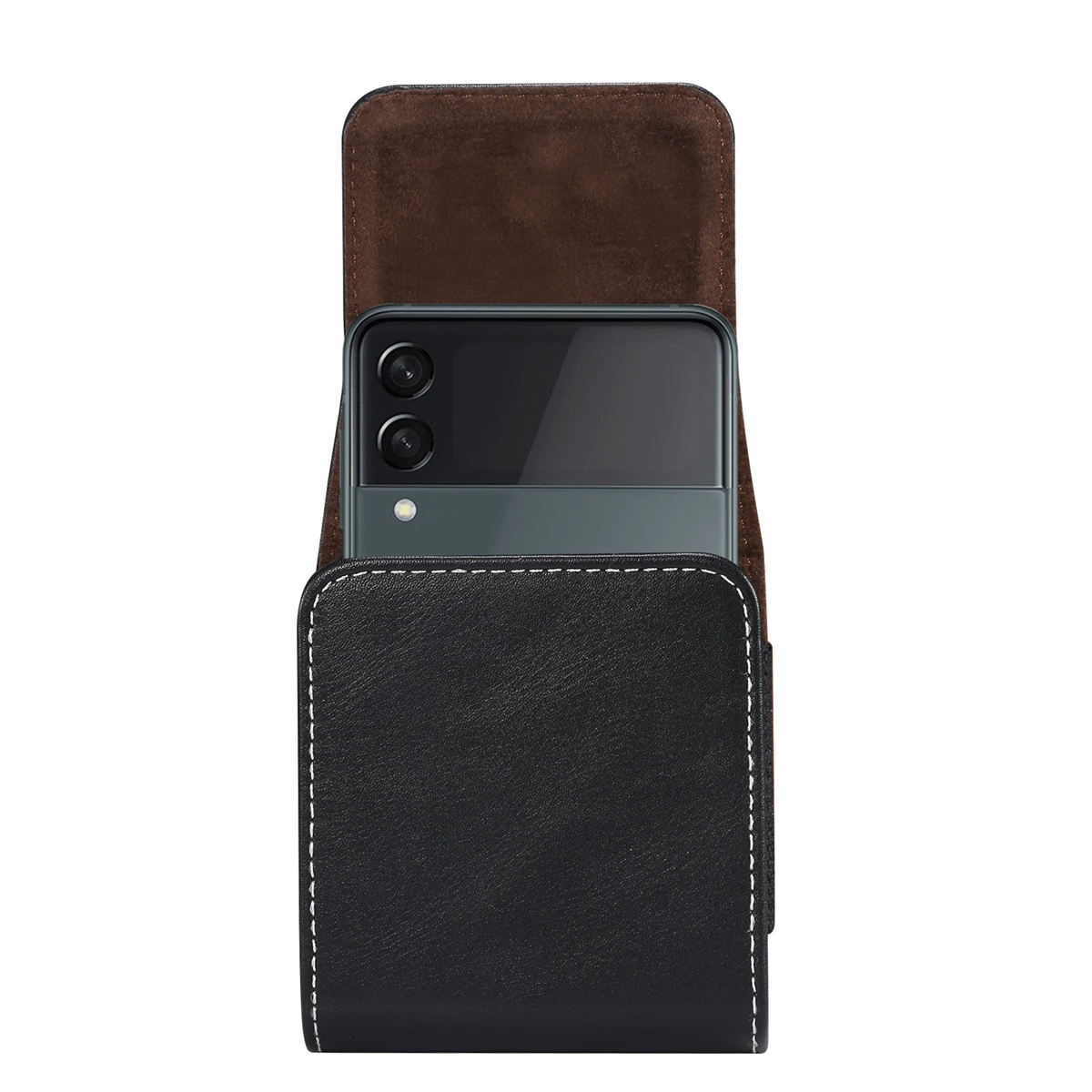 For Samsung Galaxy Z Flip3 5G Belt Loop Holster Case PU Leather Cover for F7070/F7000/F7110 Waist Bag for Motorola Razr 5G Phone