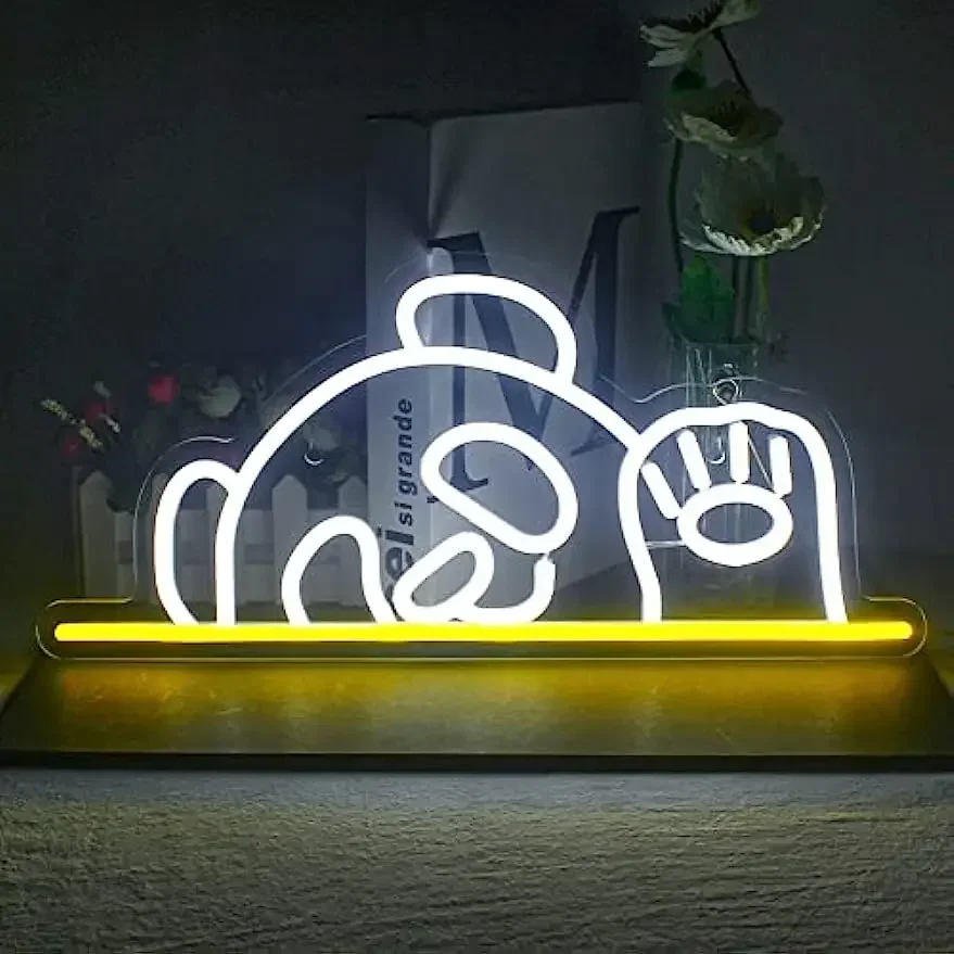 Cartoon Bear  Neon Sign LED Wall Art USB Powered Cute Animal Decor Home Bedroom Kids Room Novelty Gift Hanging Light