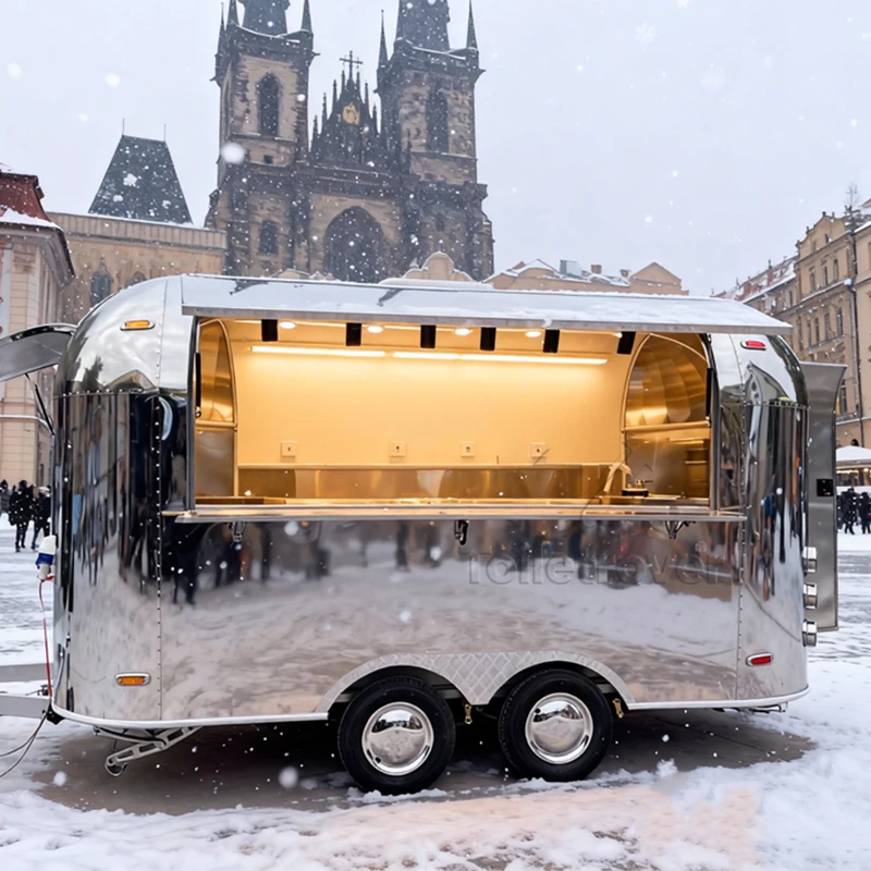 

Street Mobile Food Truck Trailer Hot Dog Pizza Doner Kebab Burger Tacos Fast Food Cart Trailer with Wheel Small Food