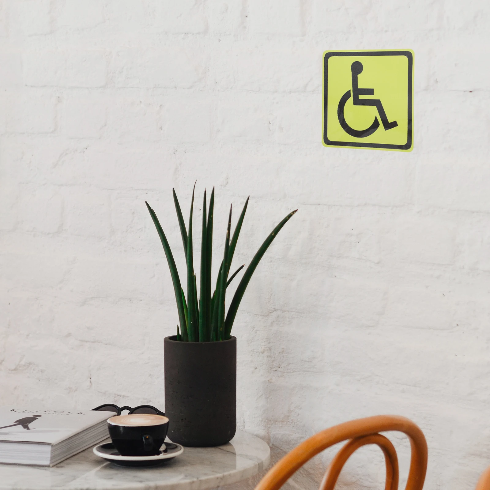 

4 Pcs Disability Identification Stickers Handicap Signs Decal Yellow Car Wheelchair High Visibility Safety Symbols