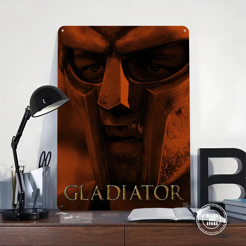 Gladiator Movie Close-Up 3D Printed Texture Poster Personalized Wall Art Retro Metal Tin Signs for Room Decorating Interior Sign
