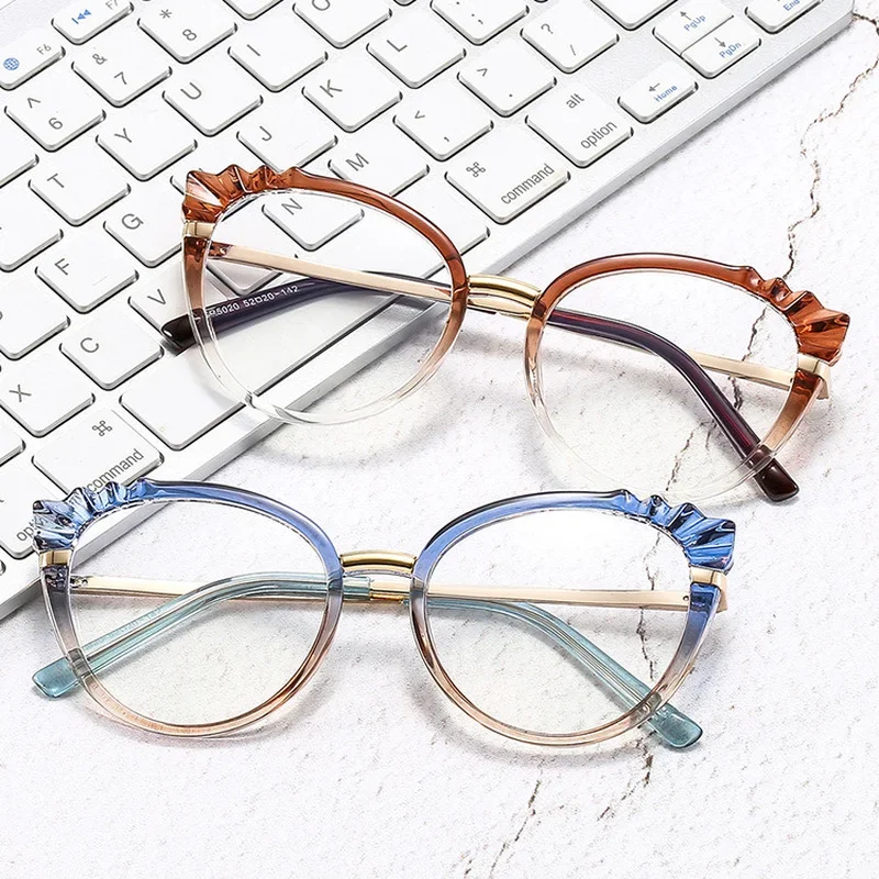 2022 New TR90 Adult Optical Reading Glasses Gradient Color Cat Eye Frame Anti-Blue Light Glasses Blue Light Blocking Glasses