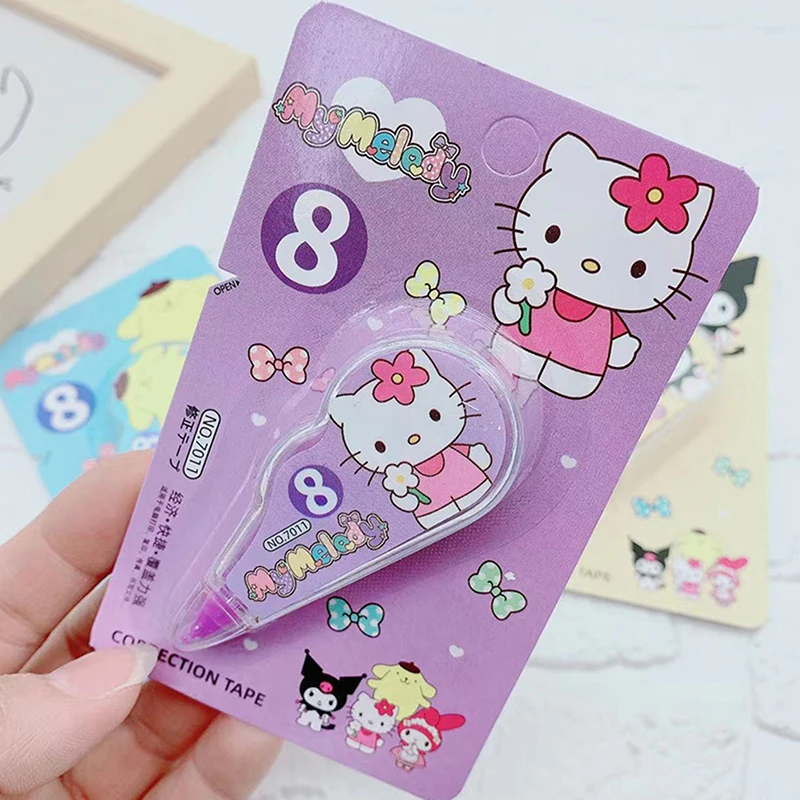 Sanrio fita de correção portátil kawaii melodia kuromi corretor branco papelaria estudante material escolar escritório