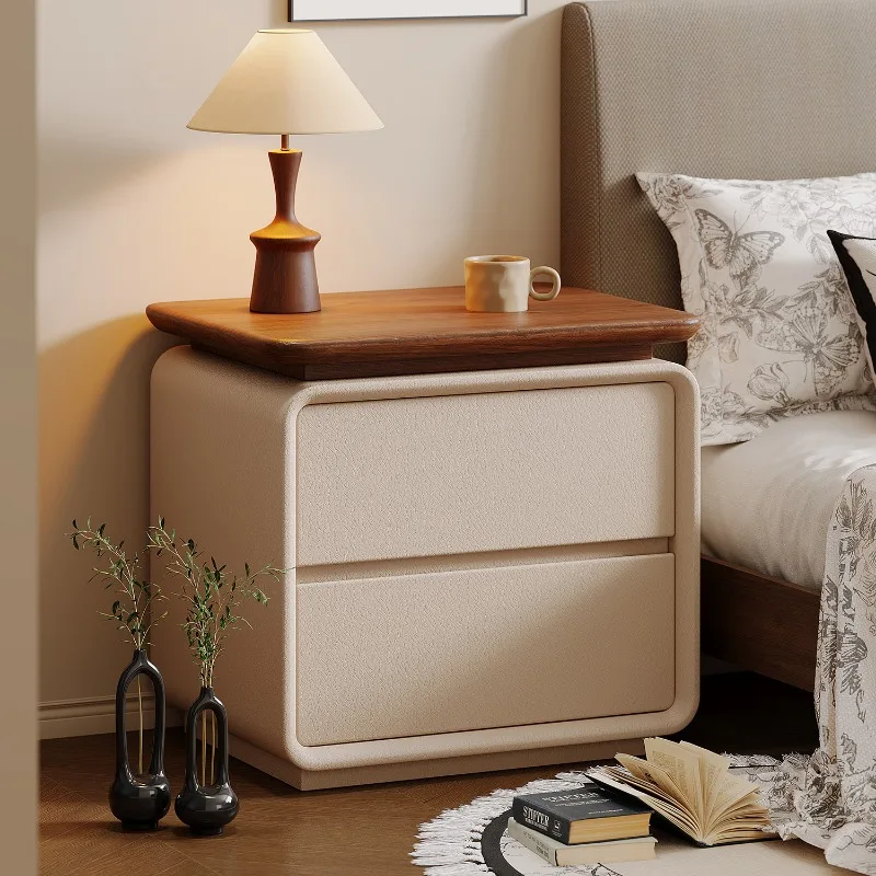 Solid Wood Bedside Cabinet No Assembly Bedroom Storage Cabinet Midcentury Style 2025 Model Nightstands for Bedroom Furniture