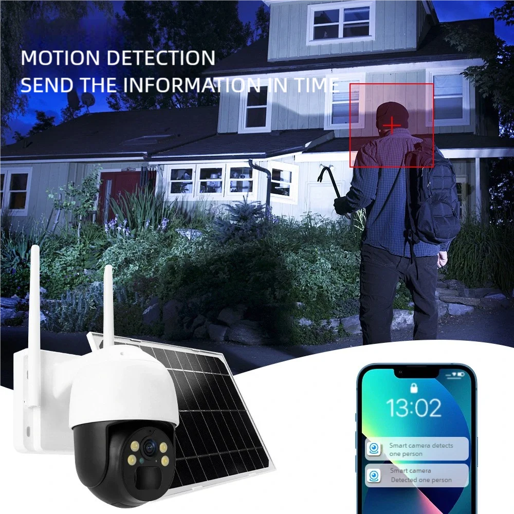 كاميرا مراقبة خارجية تعمل بالطاقة الشمسية، كاميرا مراقبة لاسلكية تعمل بالواي فاي، رؤية ليلية عالية الوضوح