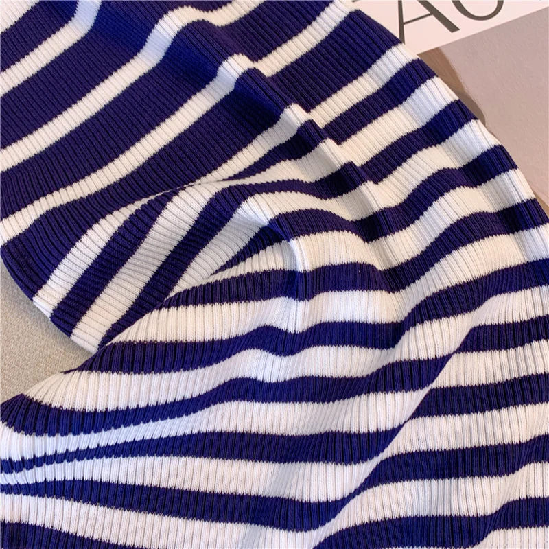 2025 New Ladies Halter Sleeveless Bodycon Dress Women's Dress Slim Temperament Striped Mini Dresses Summer Knit Dress