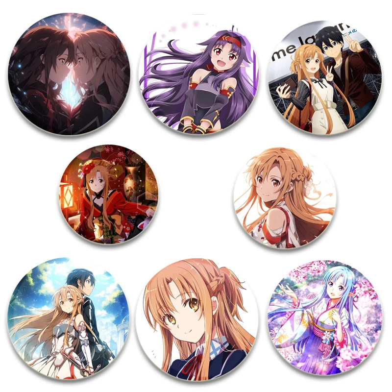 

58mm Anime Sword Art Online Handmade Tinplate Plastic Button Pins Brooches Badge for Backpack Clothes Accessories Gifts