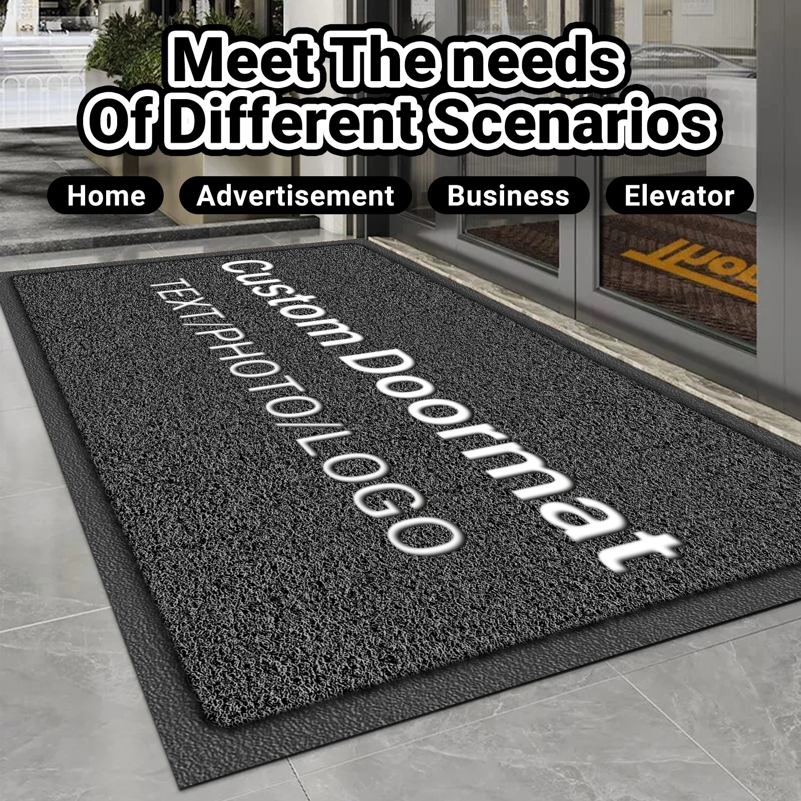 Custom Doormat Personalized PVC Mat for Business Foot Mats Office Outdoor Spaces Entryways Carpet with Logo/Photo Unique Desig