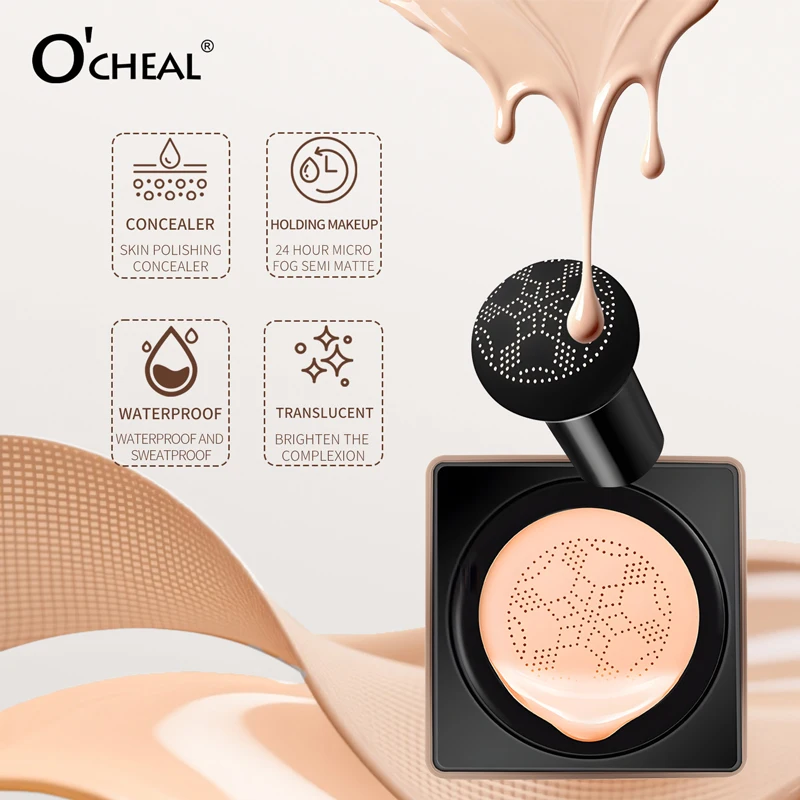 O'CHEAL Mushroom Cushion CC Cream Gesichts-Make-up Luftige Abdeckung Langanhaltend Feuchtigkeitsspendend Wasserfest Ölkontrolle Concealer BB Cream