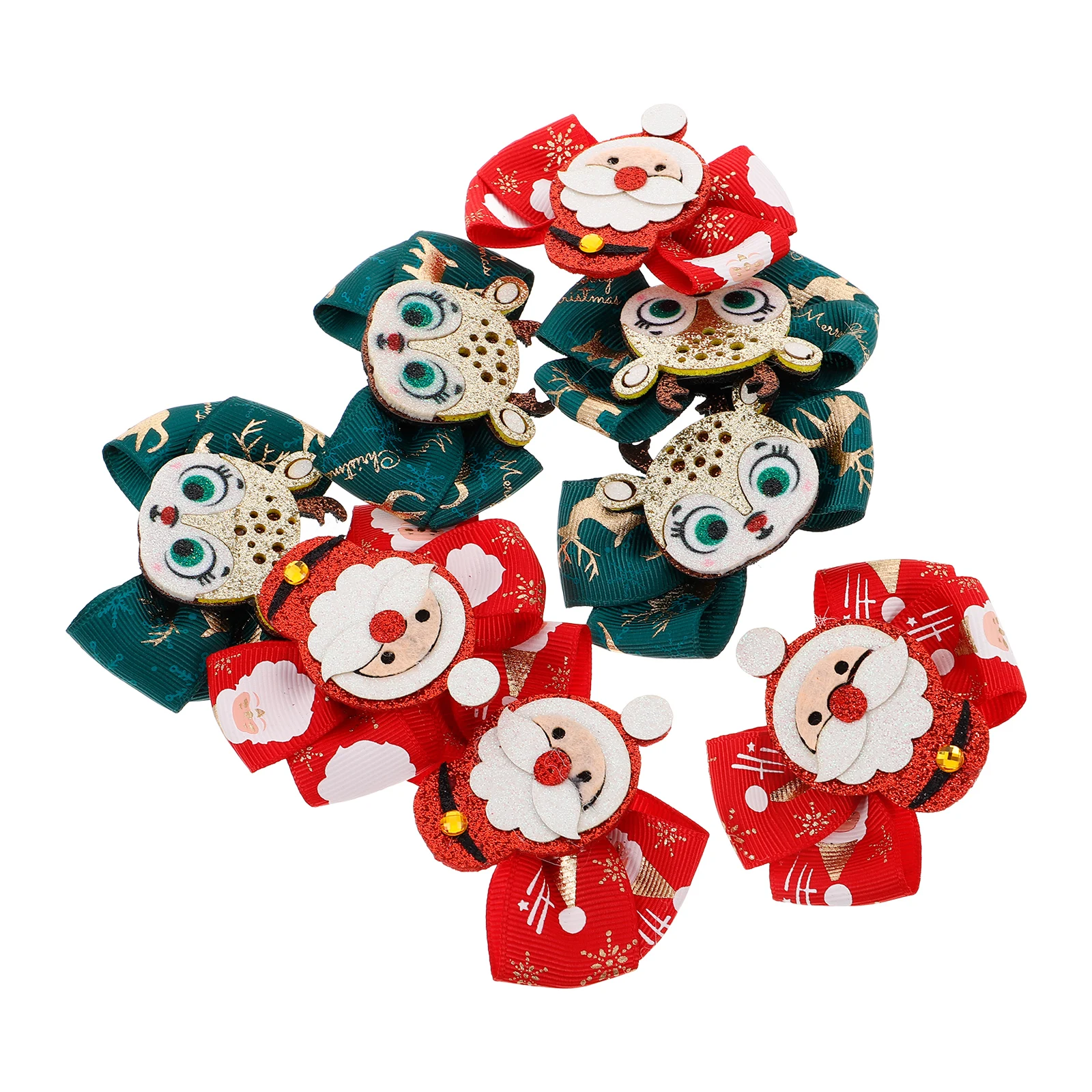

8 Pcs Children Hairpin Cute Christmas Clip Glitter Bows Girls Hair Accessories Toddler Festive Xmas Hairbows Holiday Party