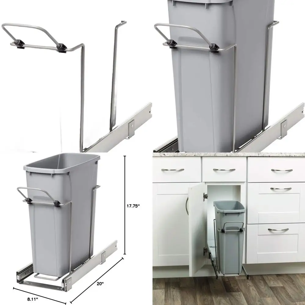 

Платиновое выдвижное мусорное ведро на 18 галлонов, 17,75 x 8,11 x 20 дюймов