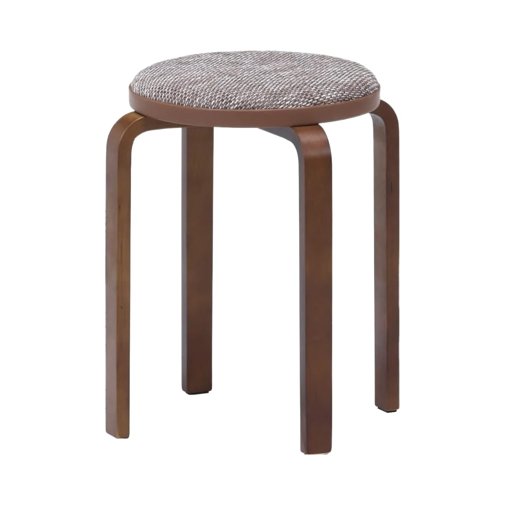 Fuji Trade Modern Solid Wood Bend Stacking Chair Living Room Width 32 Depth 32 Height 47cm Beige Brown Fabric Compact Assembly