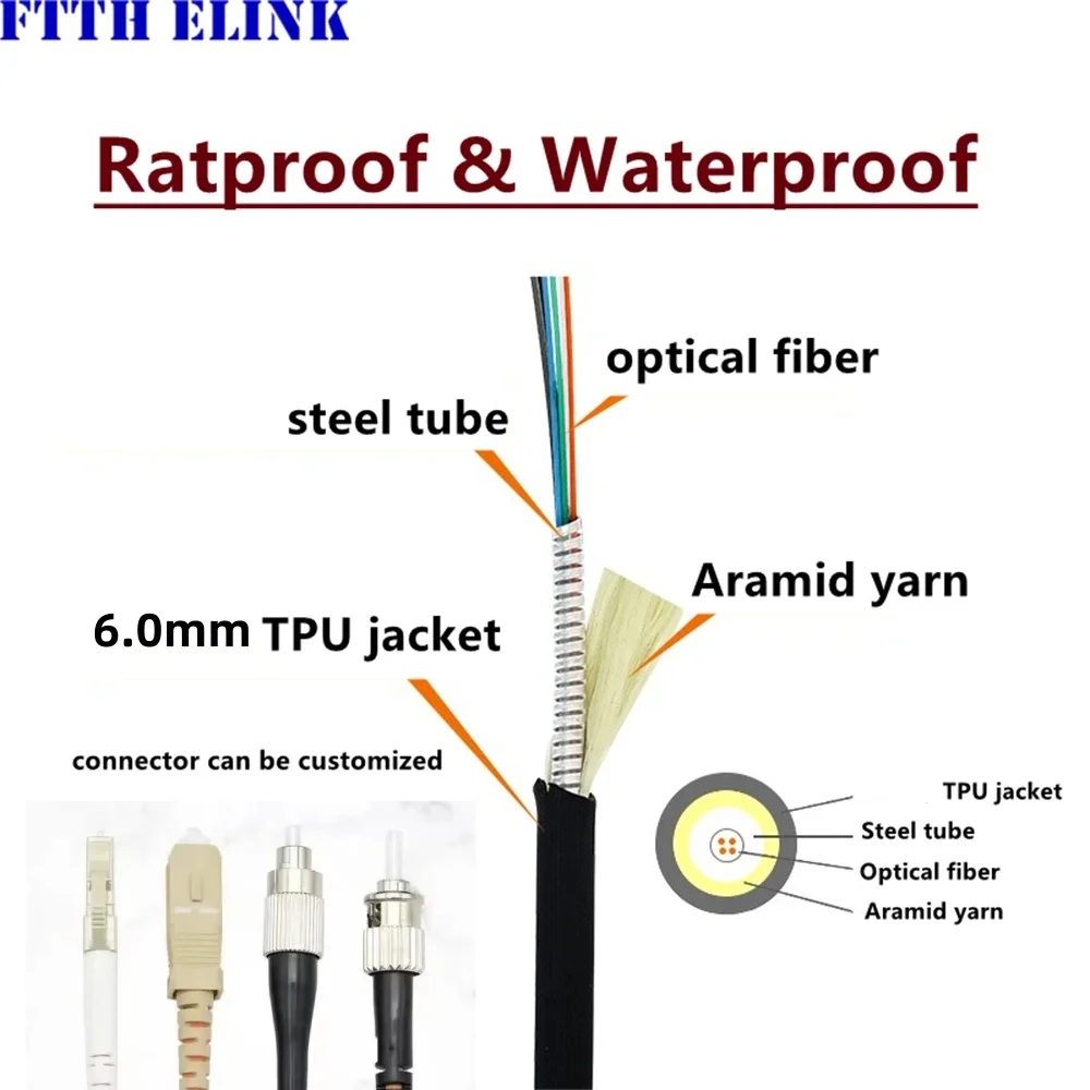 12 แกน OM4 TPU หุ้มเกราะสายไฟเบอร์ 350m400m500m 12C SC LC FC ST APC Multimode 12 เส้นใยจัมเปอร์ใยแก้วนําแสงกลางแจ้ง