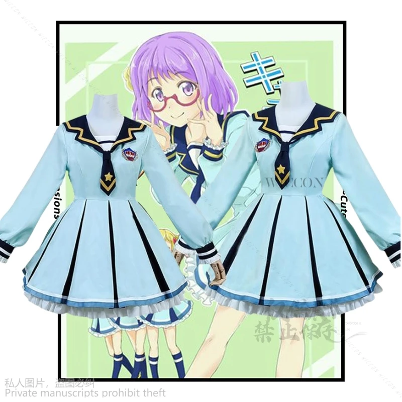 

Anime Aikatsu!Nijino Yume Sakuraba Rola Cosplay Costume Blue JK School Uniform Dress Lolita Woman Lovely Kawaii Cos Sailor Suit