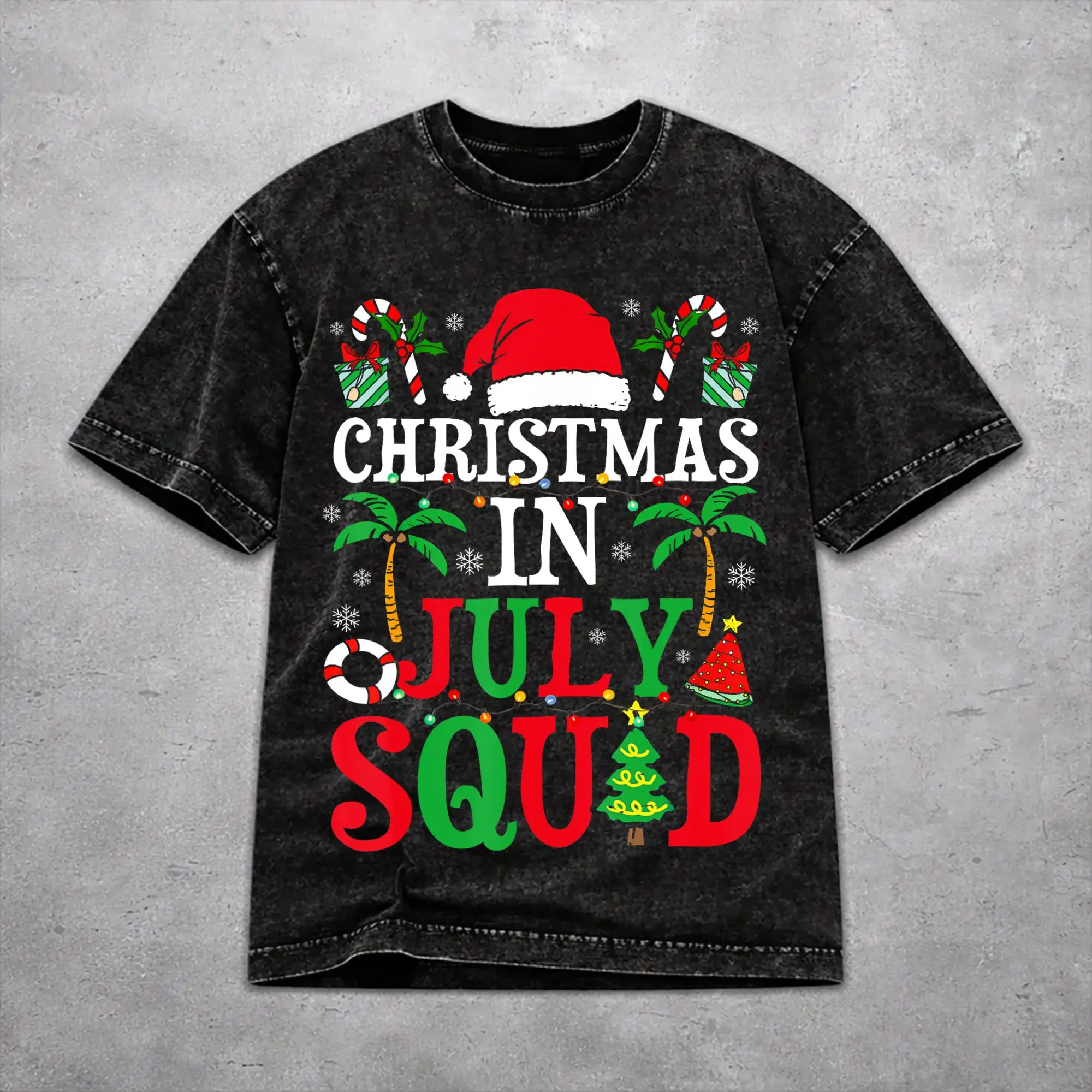 Christmas In July Vacation T Shirt Vintage Style For Men Women Pure Cotton Tee Shirts Tops