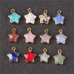 5PCS Star Shape Natural Stone Rose Quartz Bracelet 14x12mm Turquoises Opal Agates Beads Charms Pendants for Jewelry Making DIY
