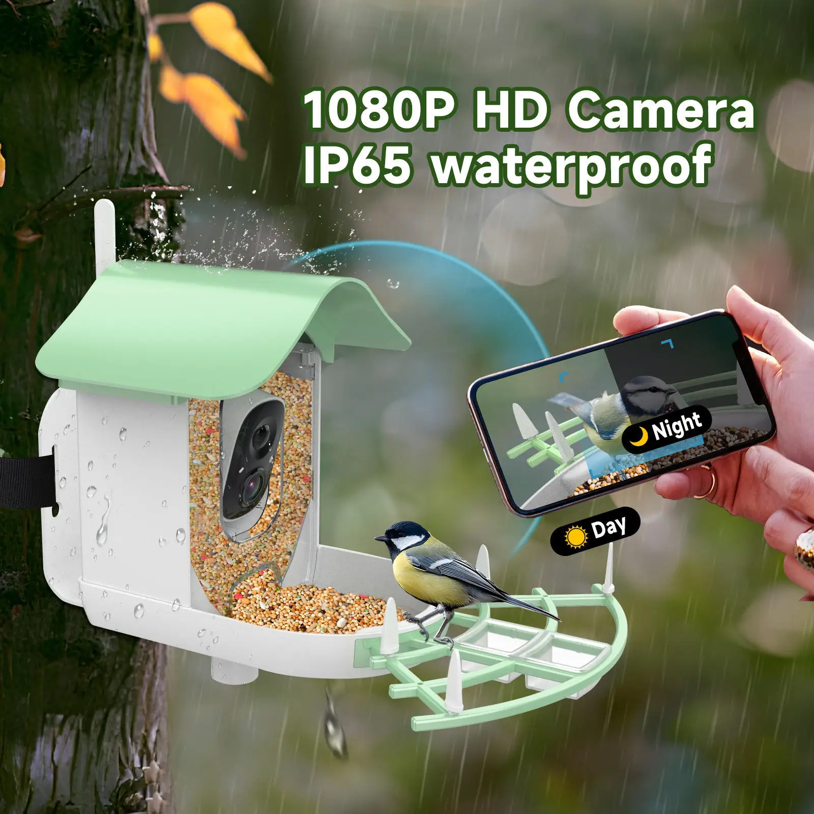 AI-Driven Bird Species Recognition Solar Bird Feeder Camera WIFI-Enabled with Waterproof Feature Automated Video Recording