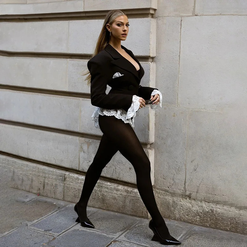 

Женский шикарный модный комбинезон-боди, женский роскошный комбинезон для пожилых людей, сексуальный комбинезон Hotsweet для ночного клуба, готический черный, популярная уличная одежда