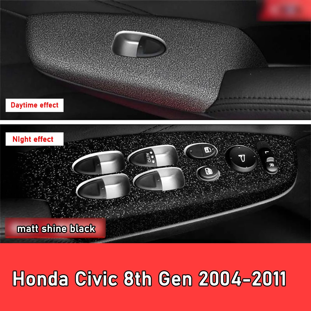 Car Styling Black Carbon Decal Car Window Lift Button Switch Panel Cover Trim Sticker 4 Pcs/Set Honda Civic 8th Gen 2004-2011