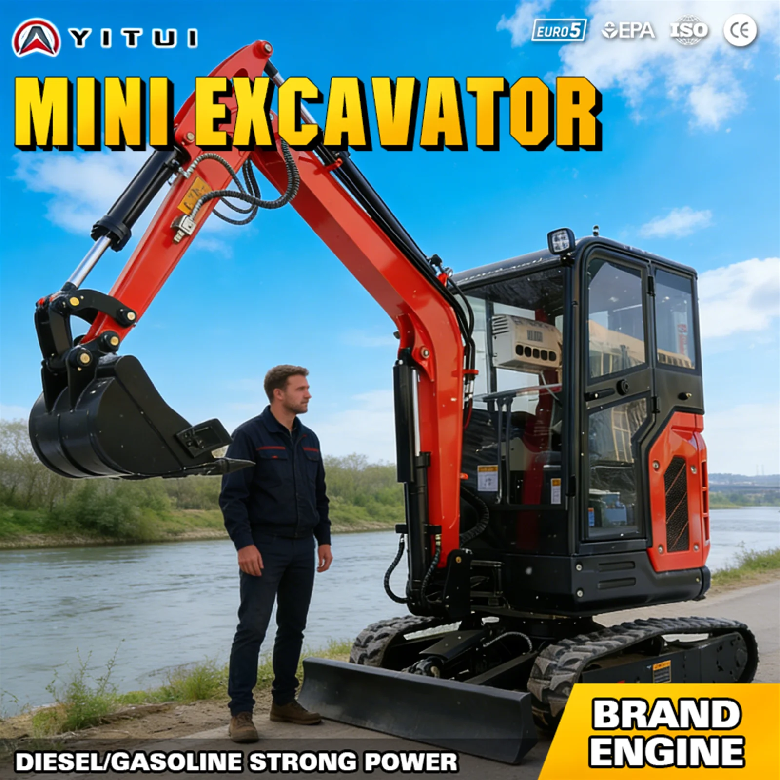 미니 굴삭기 1.8톤 맞춤형 미끄럼 방지 가정용 미니 굴삭기 버킷 360도 교체 가능 °   팔의 회전