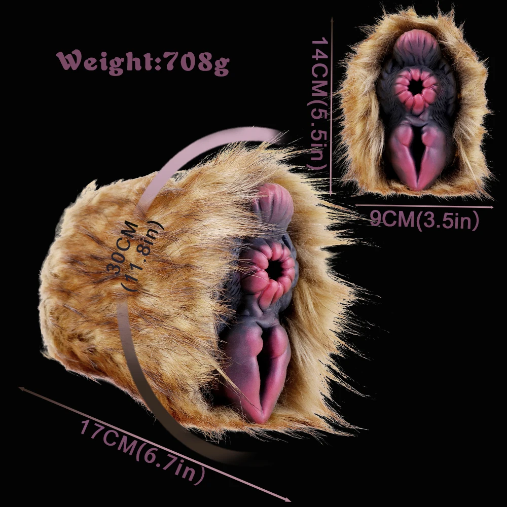 Geeba mit Tierfell männlich Doppel loch Flugzeug Tasse weichen Silikon Tier Ninny Mastur bator realistische Vagina Plüsch Sexspielzeug für Mann