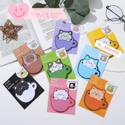 5 stks/partij Kawaii Cup Kat Memo Pad Bericht Stickers Leuke Cartoon Notitieboek Decoratieve Kladblok School Kantoorbenodigdheden