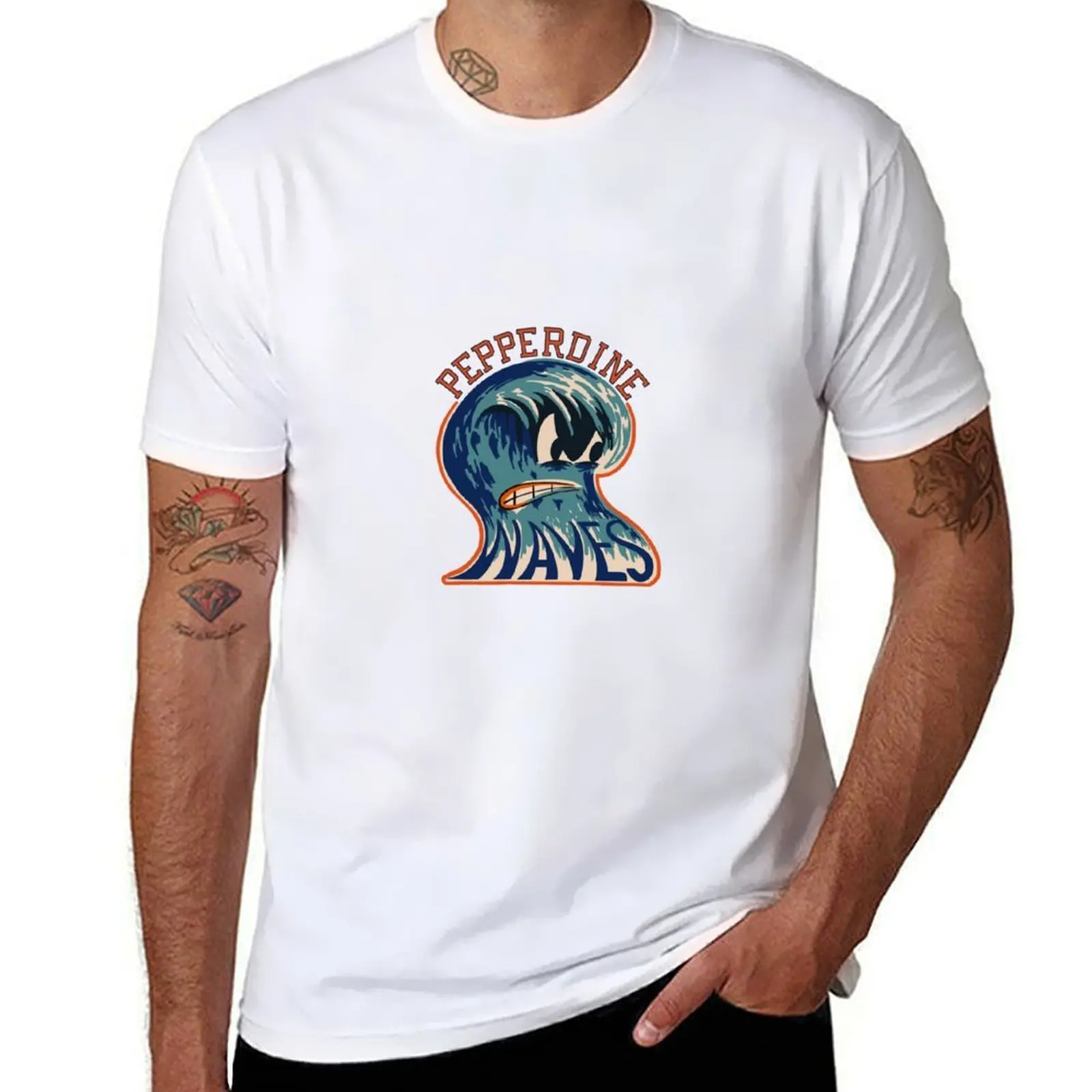 

Vintage Pepperdine Waves Logo Design T-Shirt g man t shirts for men man t shirt designer T-Shirt