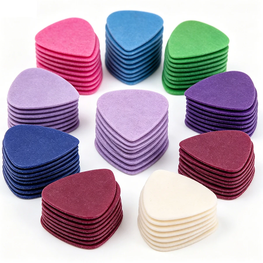 6/10pcs 3x2.5cm Color Felt Picks 3.5mm Thickness Durable Heart Shaped Picks Musical String Instrument Performance Accessories