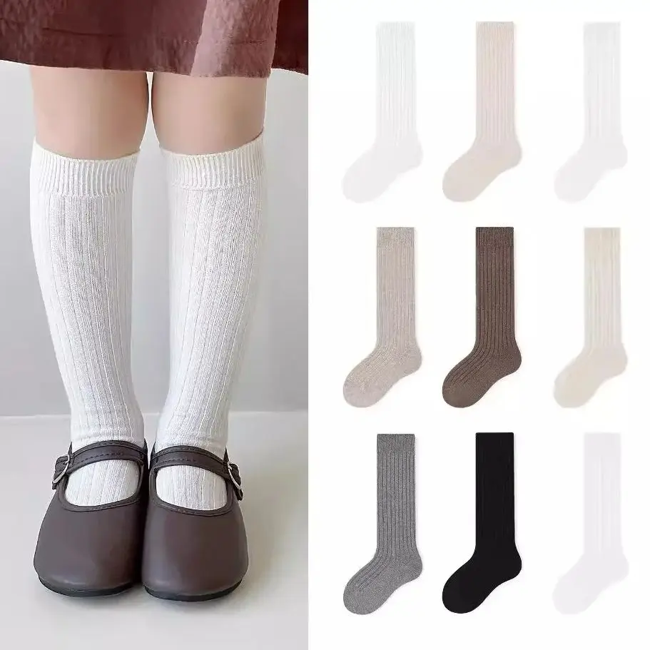 Baby Girls Knee High Socks Autumn Long Socks Infants Toddlers Stockings School Uniform Tube Socks For 3-12Y