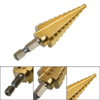 Titanium Step Drill 6.35mm High Quality Hole Sheet Metal Cone 4-22mm HSS Hex 75mm Cutter Gold High Speed Steel