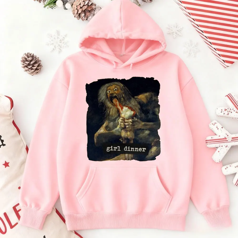Mädchen Abendessen Goya Malerei Hoodie Saturn Devouring Kunstgeschichte Pullover Dark Academia Art Meme Trainingsanzug Spooky Alt Hoodie Geschenk