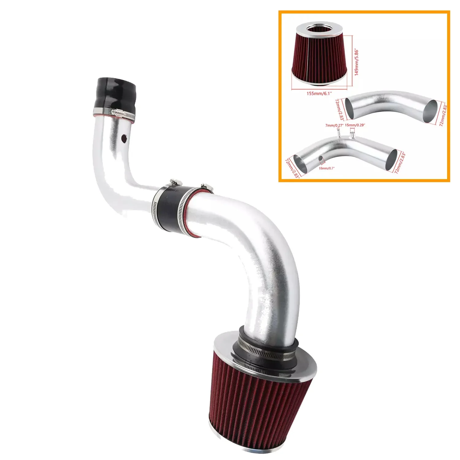 

Red 3" Cold Air Intake Pipe Filter Kit For EG/EK/DC2 w/ K-Swapped K20 K24 For Honda Civic Acura Integra Engine Parts