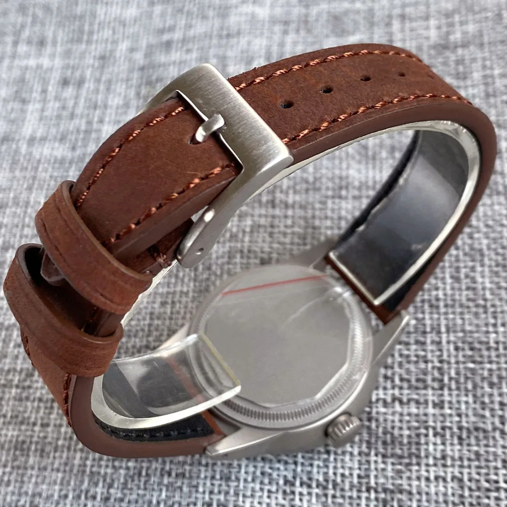 Tandorio 36 مللي متر مزدوج القبة الياقوت الزجاج اليابان NH35A التلقائي الميكانيكية الرجال ساعة العسكرية الرجعية الطيار 200 متر مقاوم للماء