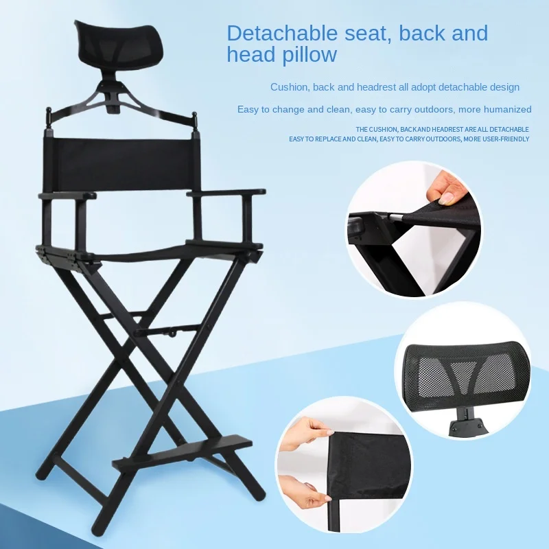 New Folding Chair, Home Aluminum Alloy Makeup Chair, Backrest Chair, Simple High Foot Director  Leisure Portable Chair