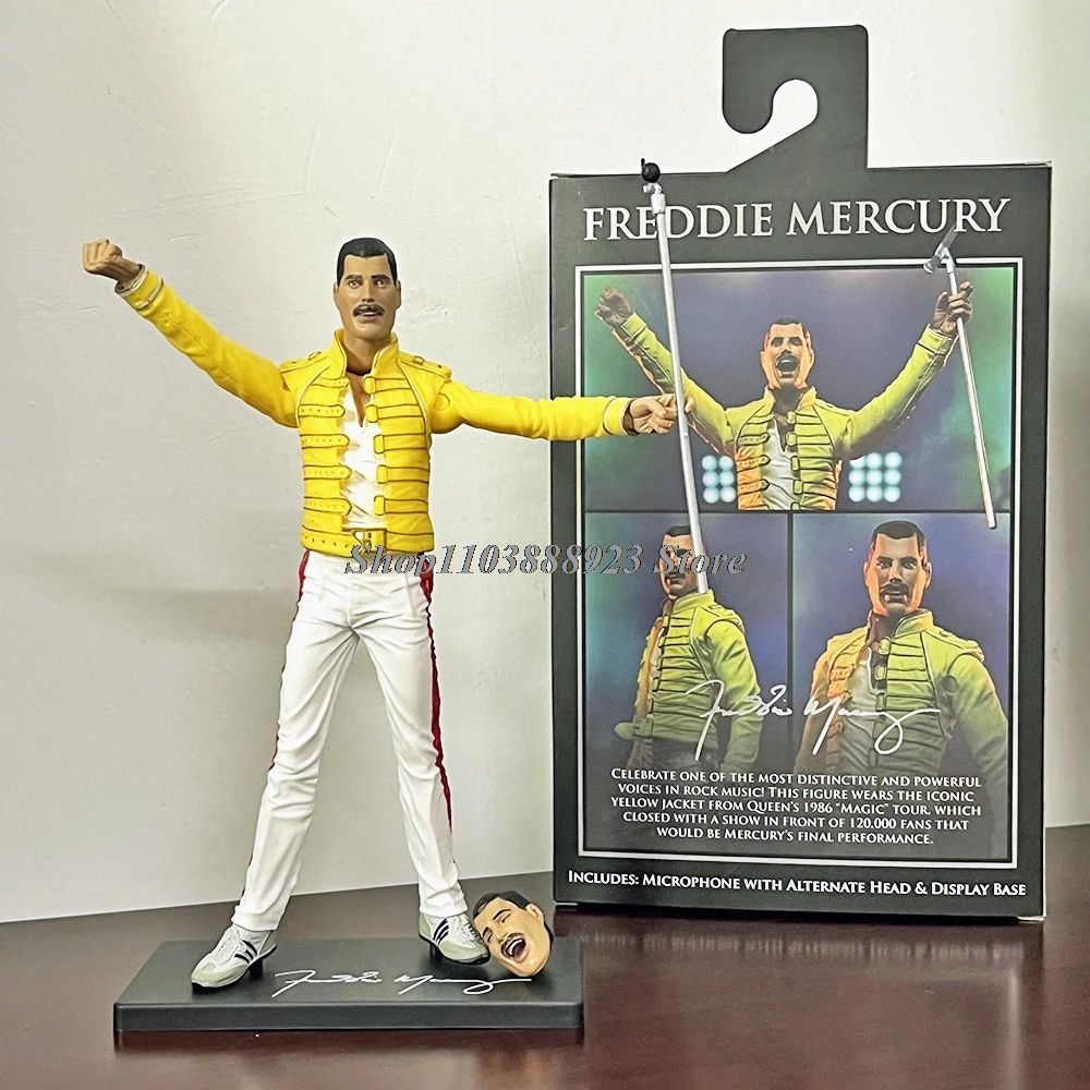 

Queen Freddie Mercury Action Figure Anime Live At Wembley Stadium Yellow Jacket Figure Cartoon Model Birthday Gift Toy